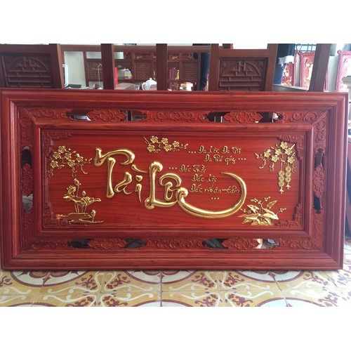 Tranh Gỗ Hương Tài Lộc Dán Vàng Lá